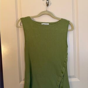 Abercrombie & Fitch Green Asymmetrical Button Sweater Tank